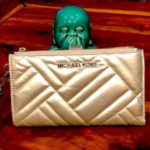 Quilted Silver soft Michael Kors Wallet wristlet